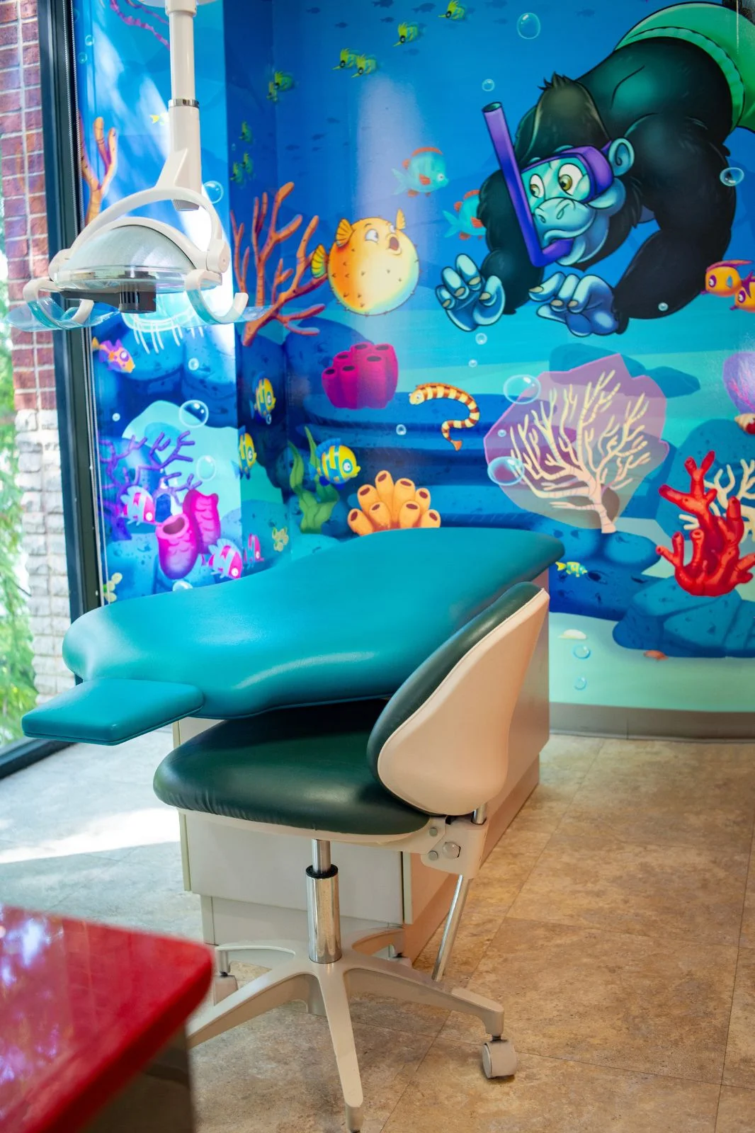 Private room with soothing colors for pediatric care