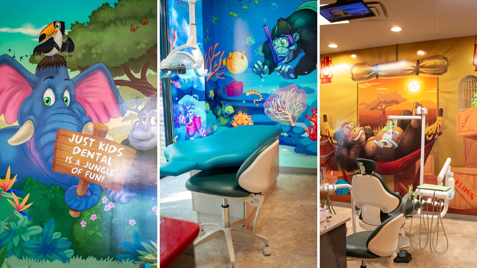 Parents and kids at Just Kids Dental reading answers to common questions